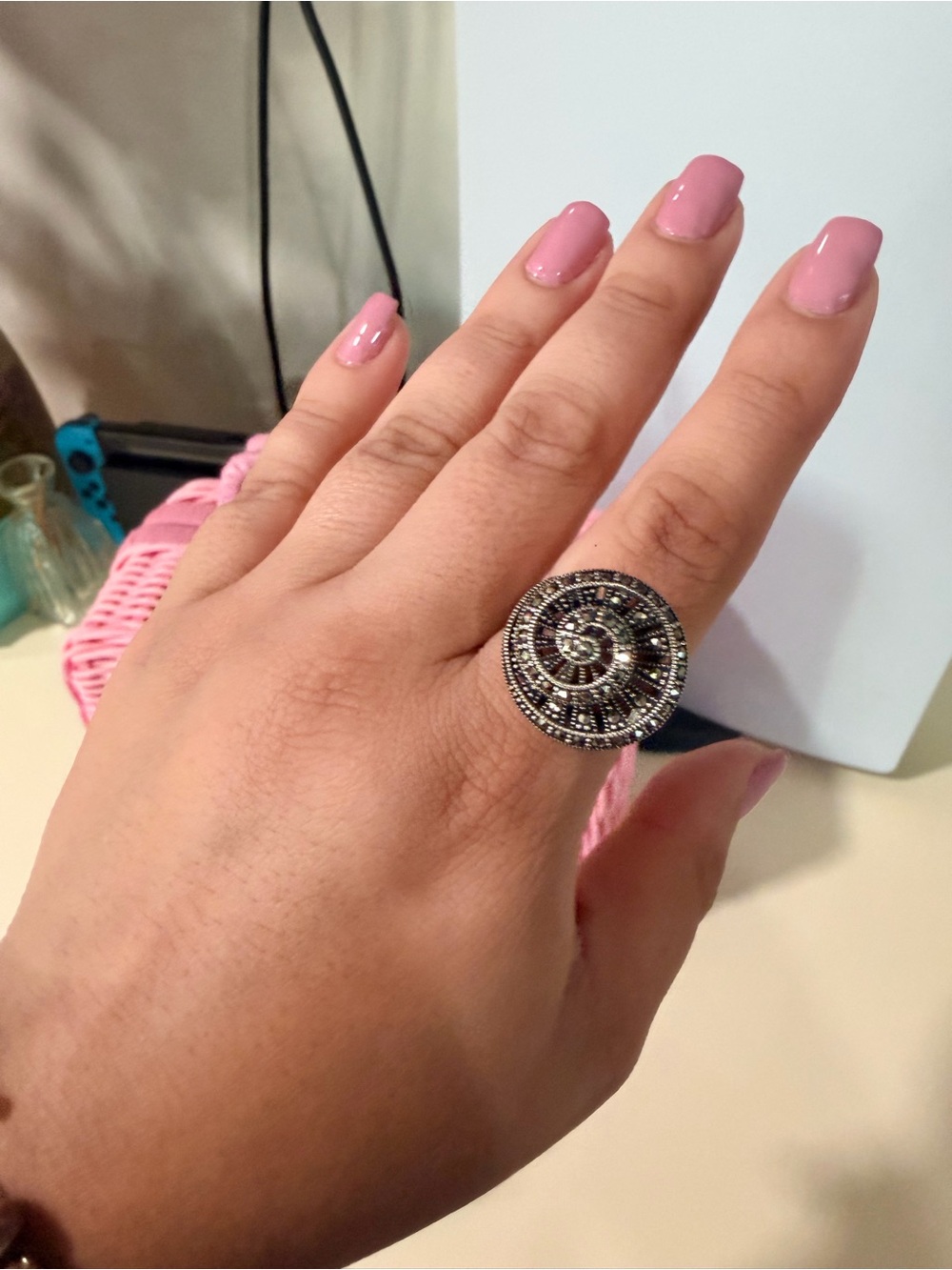 Macy's Silver-Tone 925 silver Concentric Filigree Statement Ring